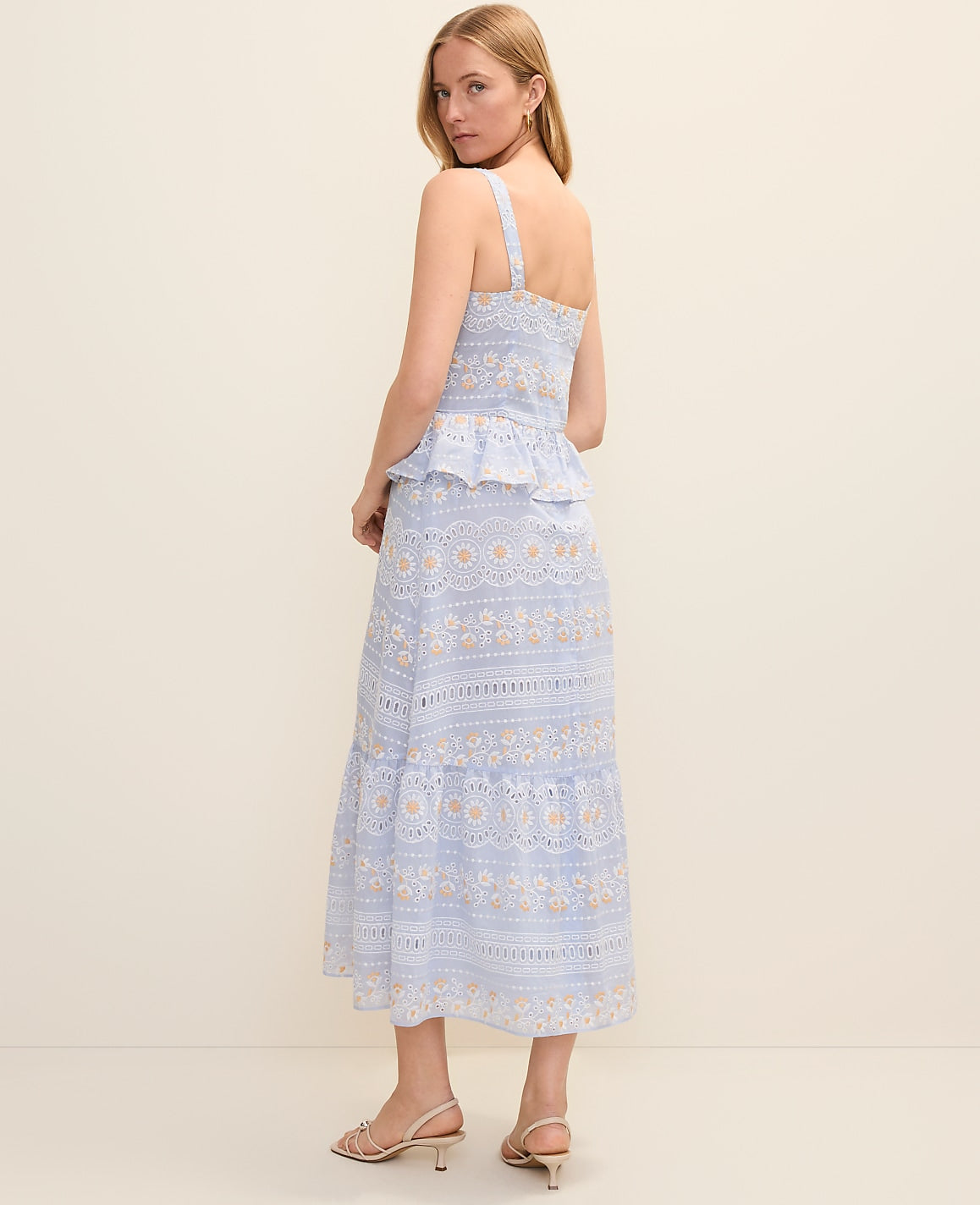 Eyelet Peplum Midi Dress | Vinci Leather