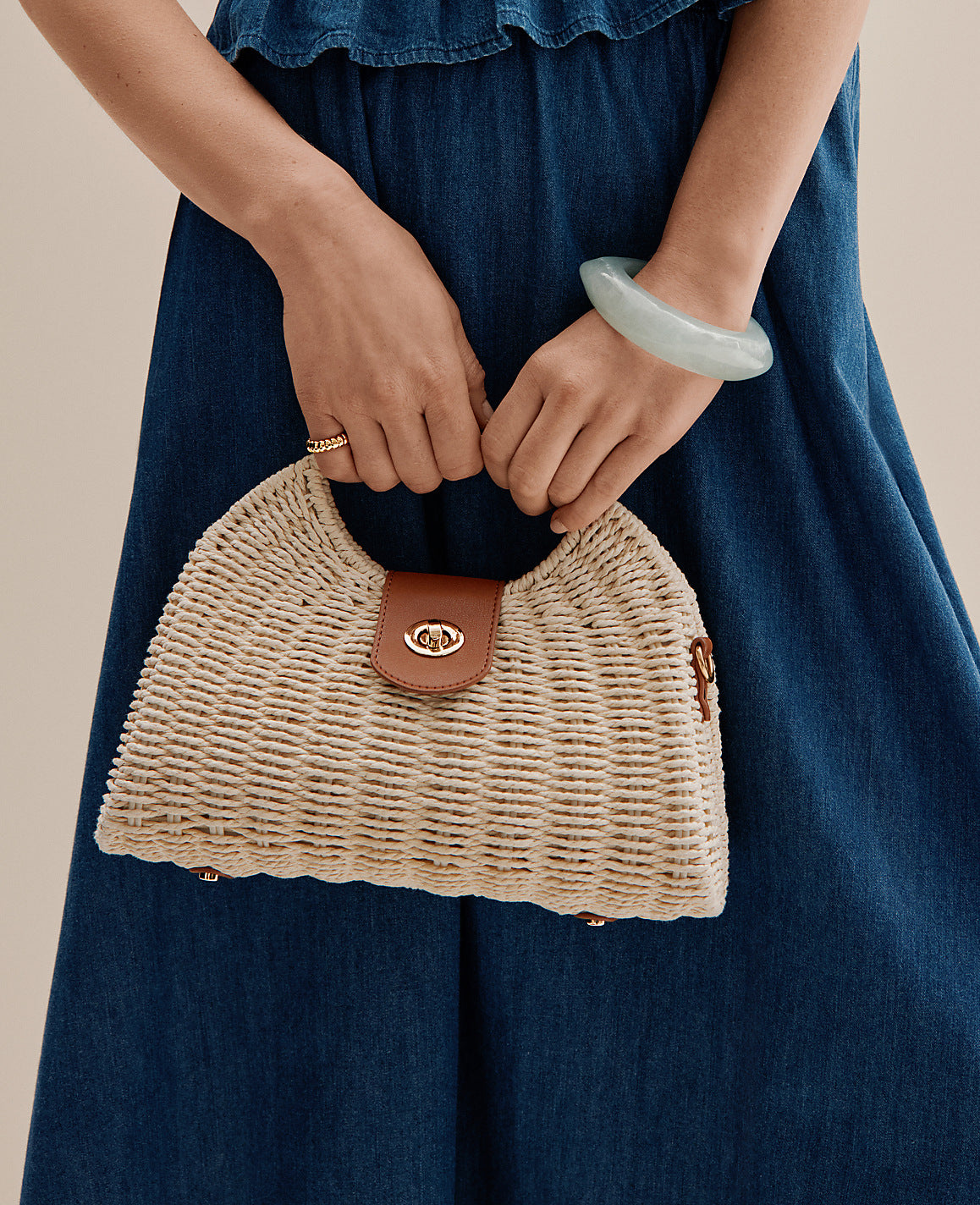 Weekend Rattan Crossbody Bag | Vinci Leather