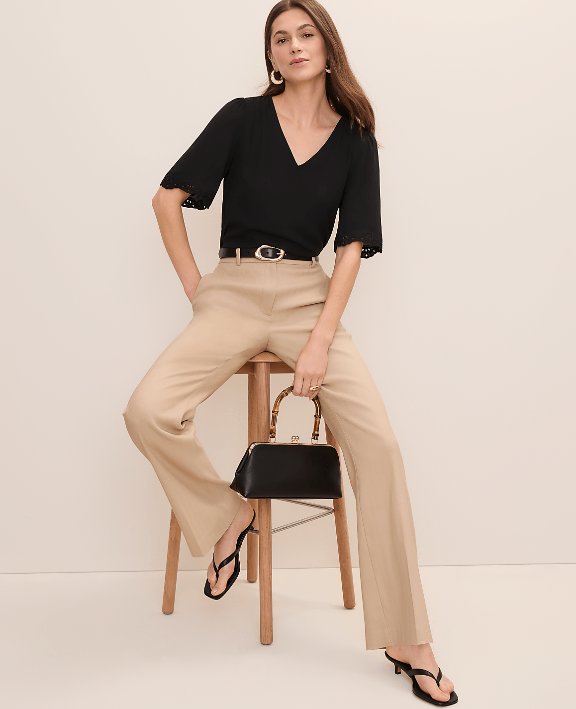 The High Rise Trouser in Linen Blend | Vinci Leather