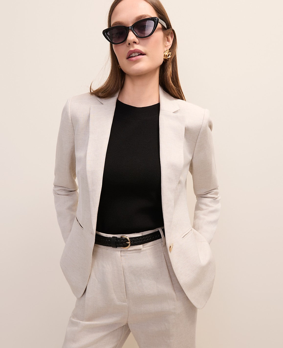 The Hutton Blazer in Linen Blend | Vinci Leather