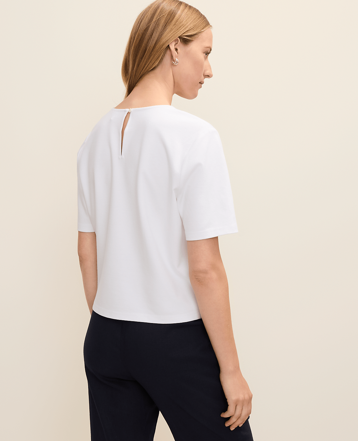 Embroidered Crew Neck Top | Vinci Leather