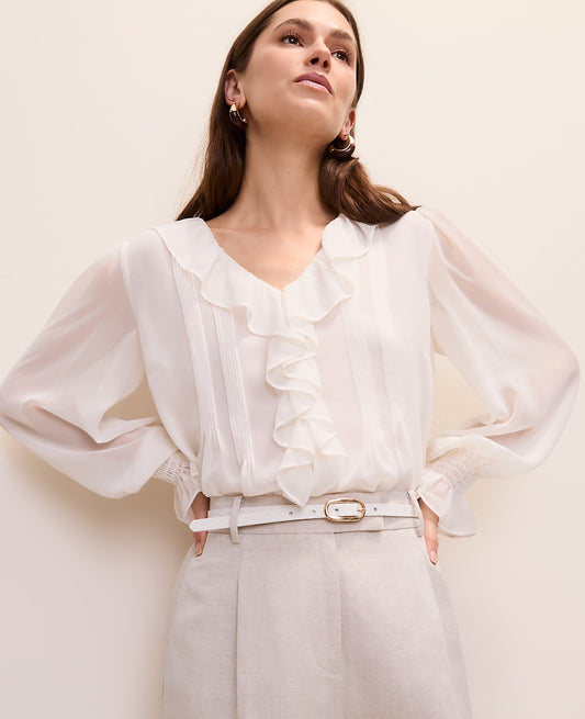 Ruffle Trim Blouse | Vinci Leather