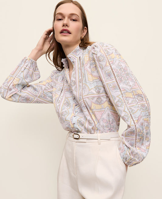 Paisley Embroidered Lace Blouse | Vinci Leather