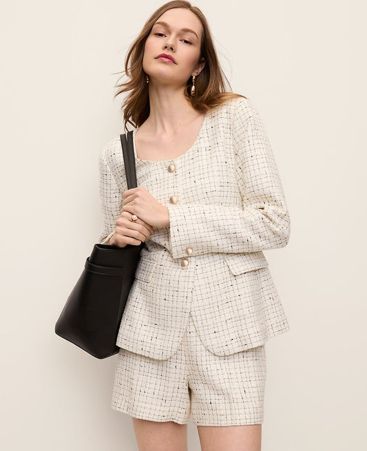 The Scoop Neck Jacket in Tweed | Vinci Leather