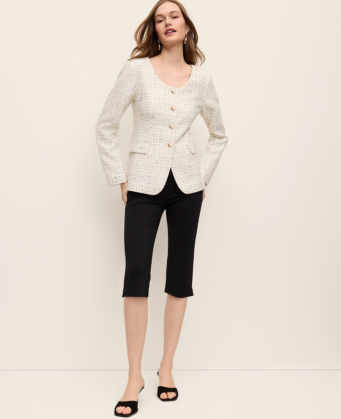 The Scoop Neck Jacket in Tweed | Vinci Leather