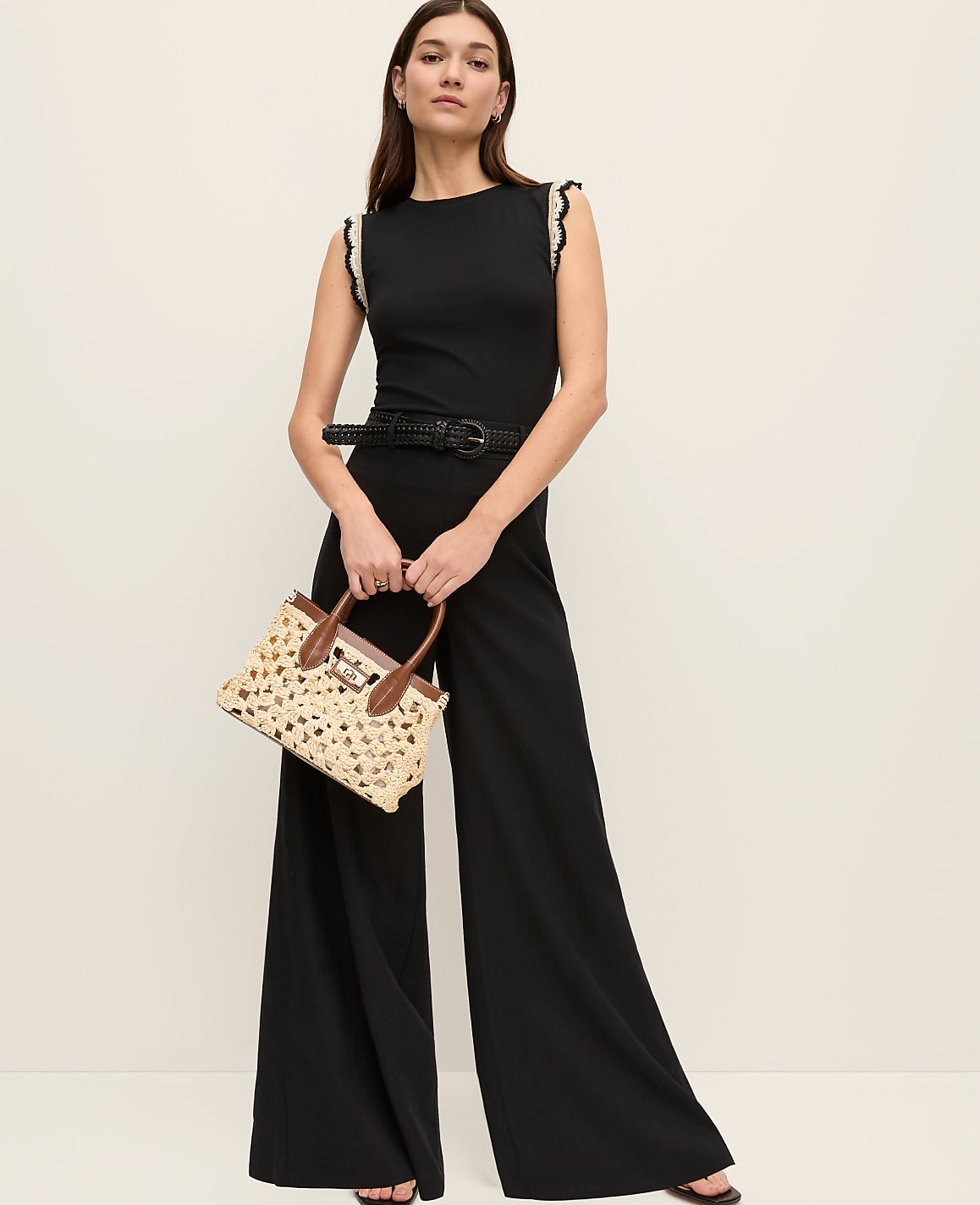 The Statement Palazzo Pant in Linen Blend | Vinci Leather
