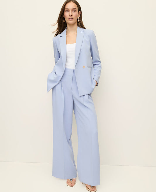 The Pleated Wide-Leg Pant in Textured Crepe | Vinci Leather