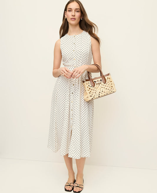 Micro Dot Flare Dress | Vinci Leather