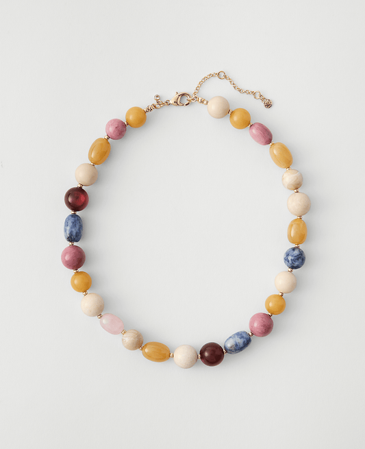 Mixed Stone Statement Necklace | Vinci Leather