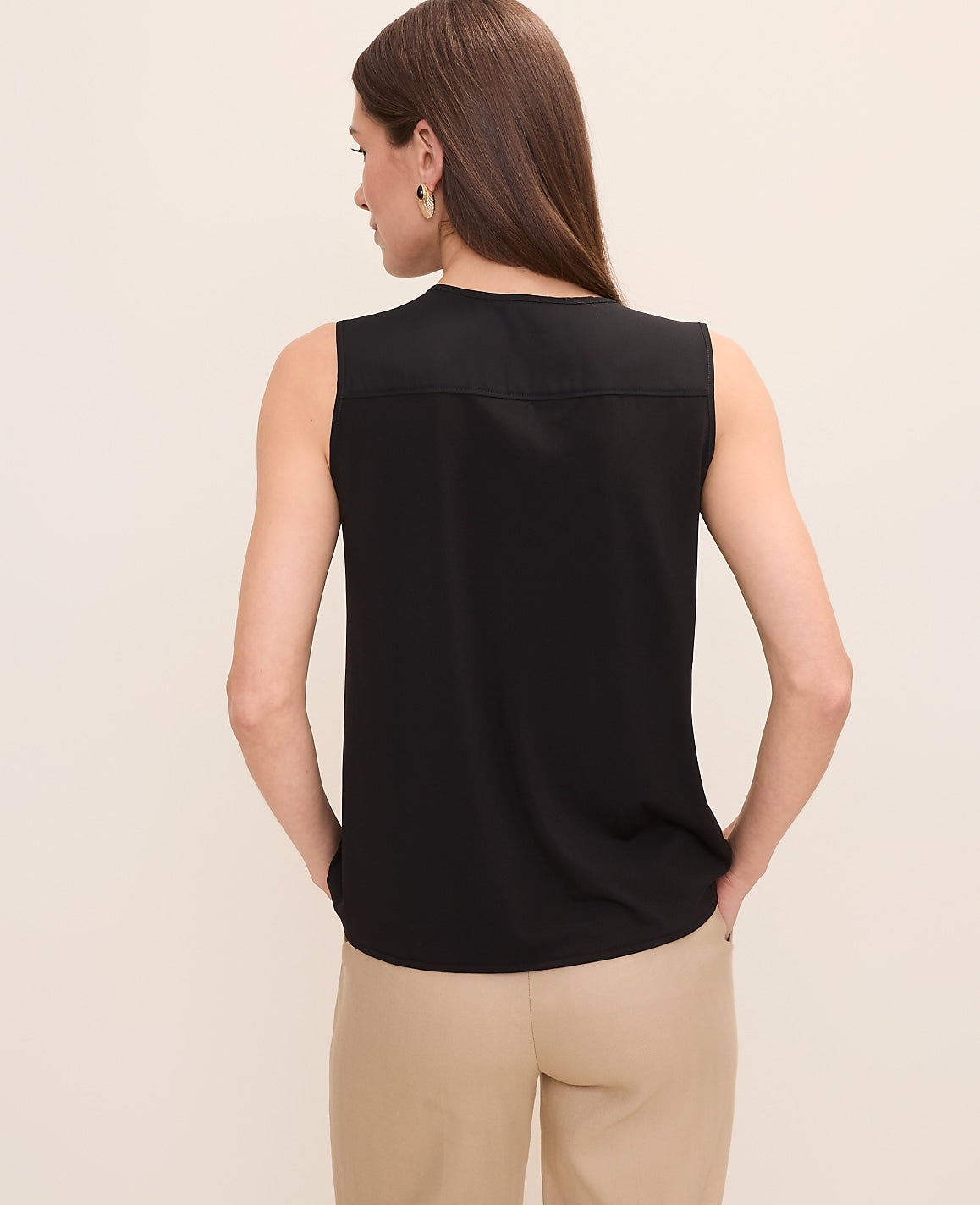 Mixed Media Button Down Top | Vinci Leather
