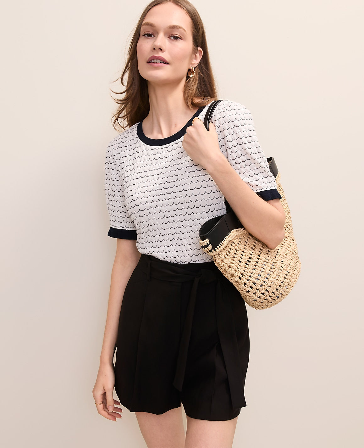 Scalloped Ruffle Trim Top | Vinci Leather
