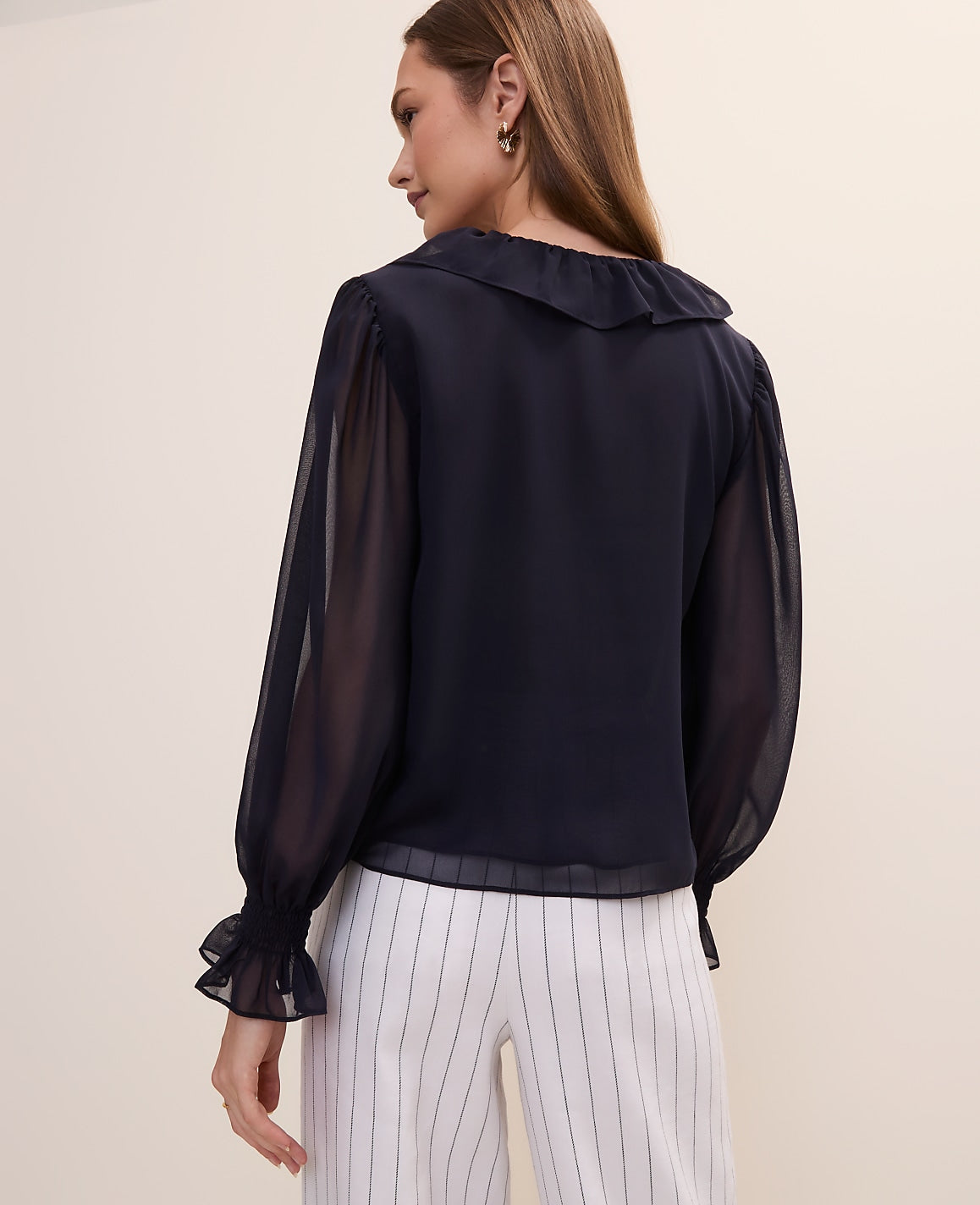 Ruffle Trim Blouse | Vinci Leather