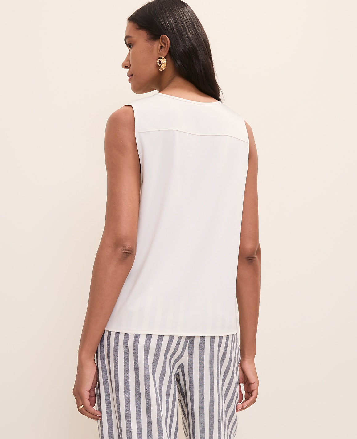 Mixed Media Button Down Top | Vinci Leather