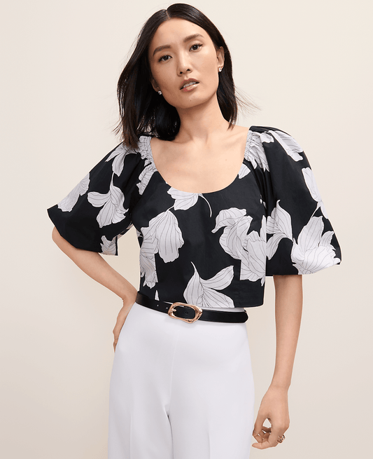 Floral Puff Sleeve Top | Vinci Leather