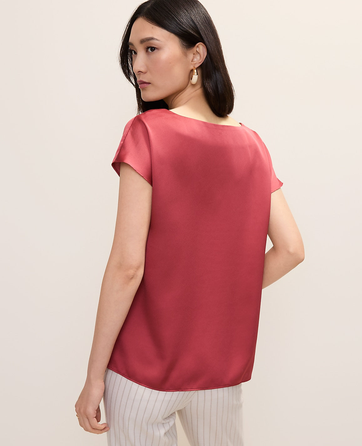 Satin Cowl Neck Top | Vinci Leather