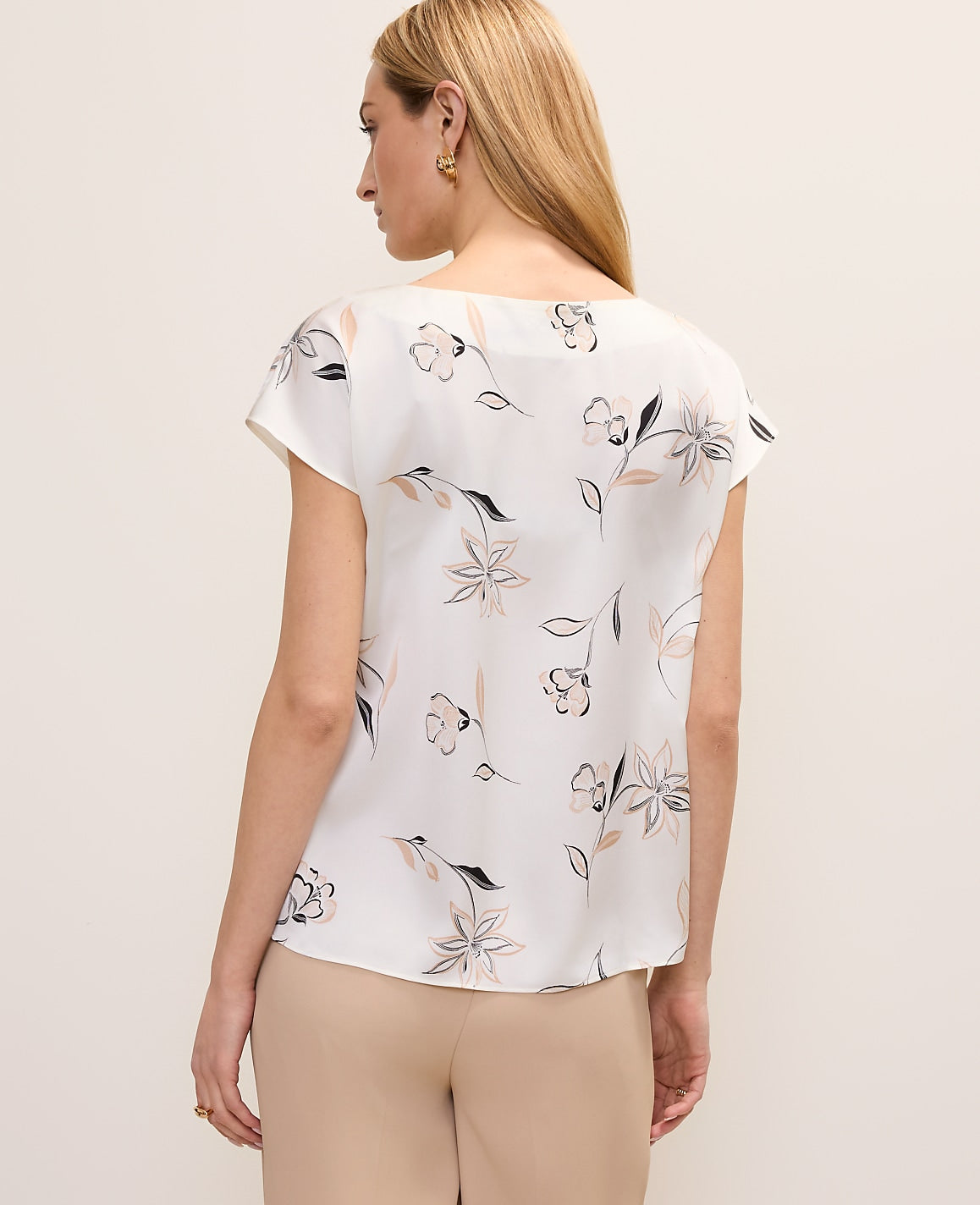 Floral Satin Cowl Neck Top | Vinci Leather