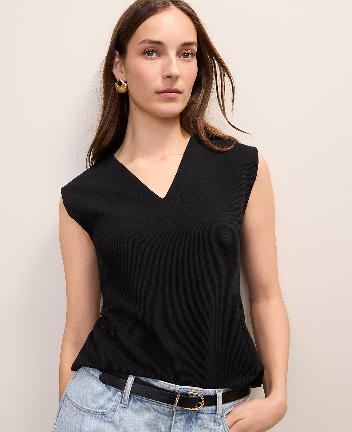 Sleeveless V-Neck Top | Vinci Leather