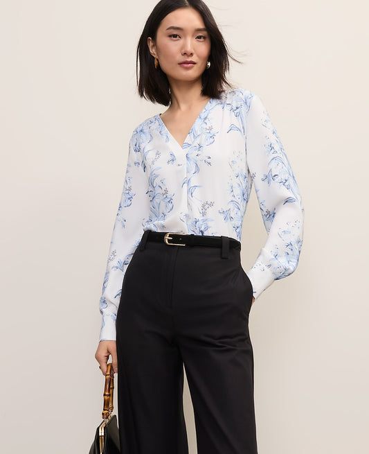Floral Pleat Front Top | Vinci Leather