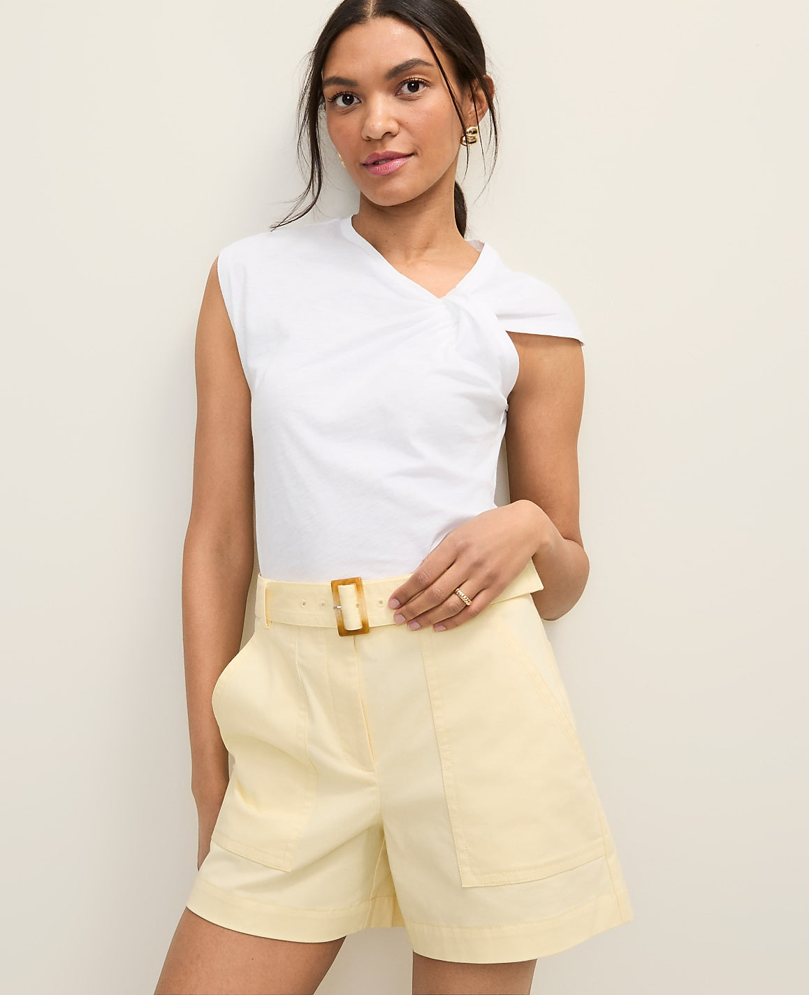 Weekend Asymmetric Twist Shoulder Top | Vinci Leather