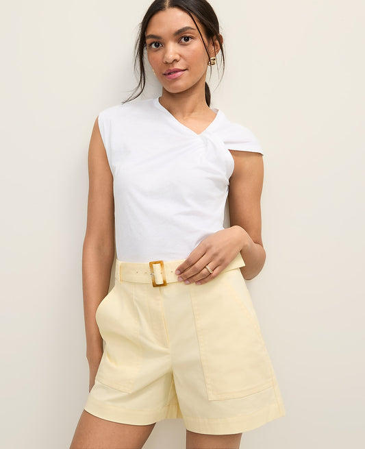 Weekend Asymmetric Twist Shoulder Top | Vinci Leather