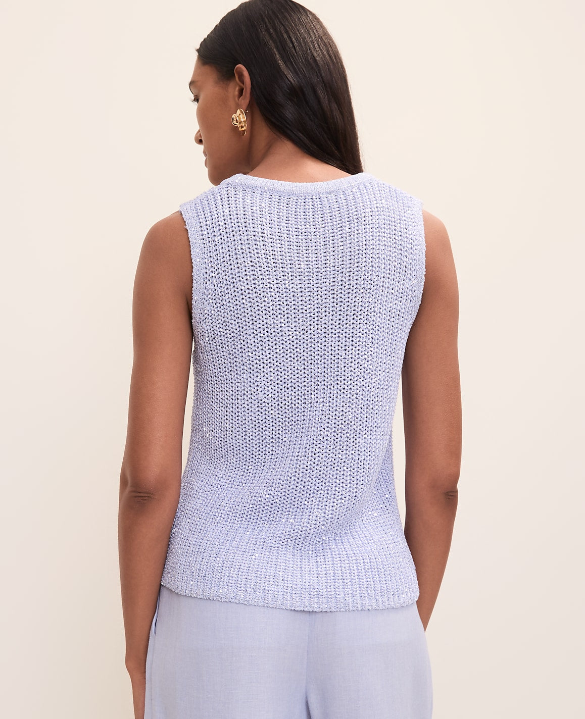 Sequin Metallic Sweater Shell | Vinci Leather