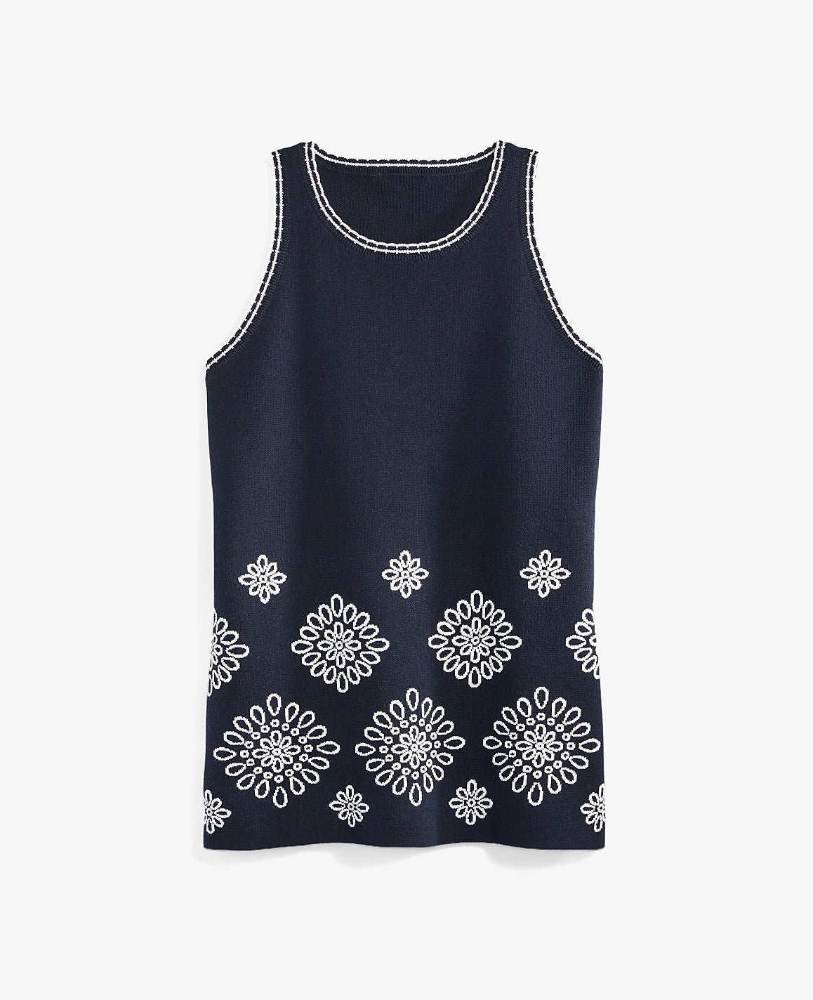 Floral Embroidered Sweater Shell | Vinci Leather