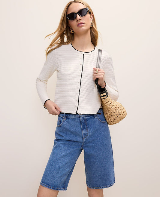 Textured Stitch Cardigan | Vinci Leather