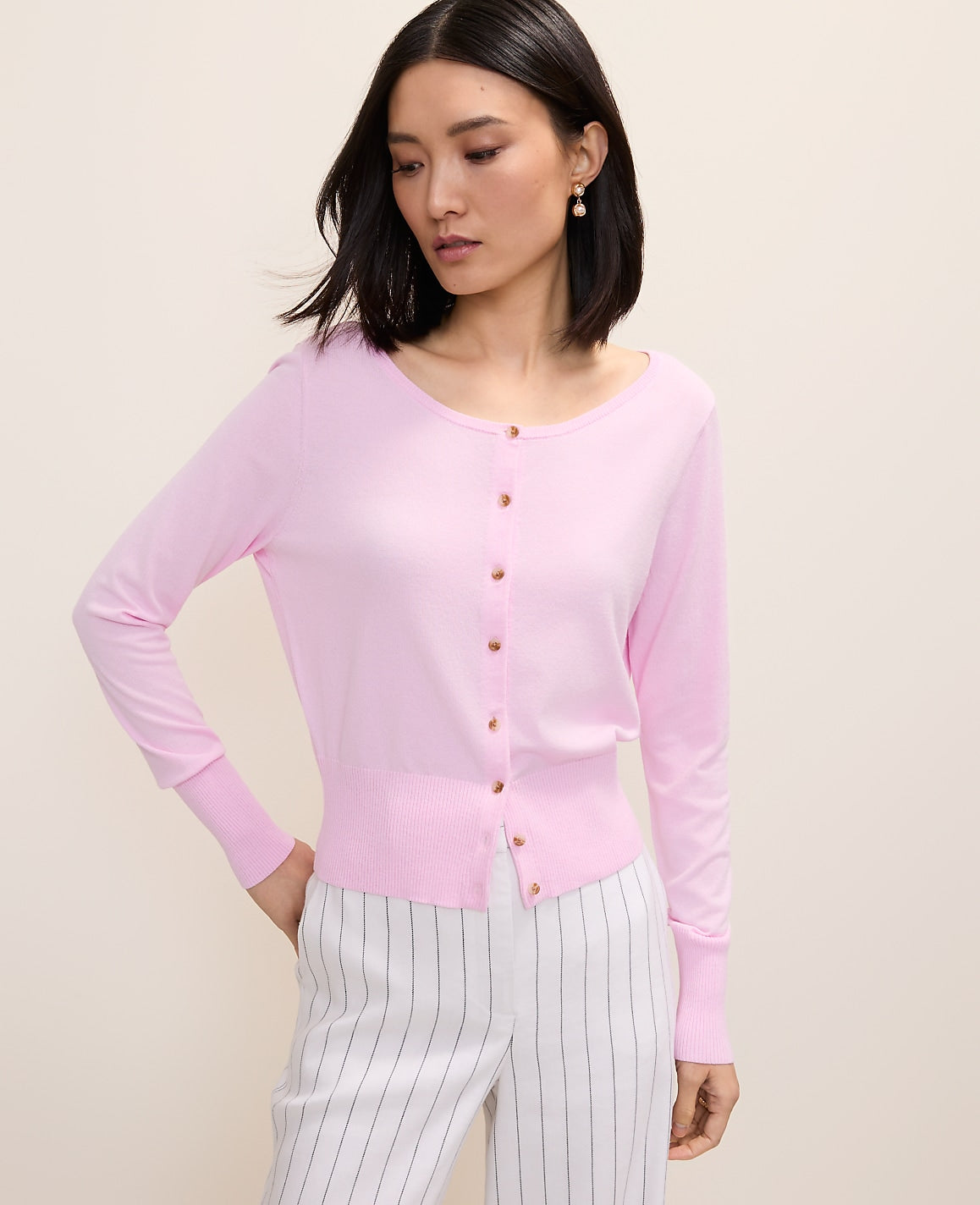 Scoop Neck Cardigan | Vinci Leather