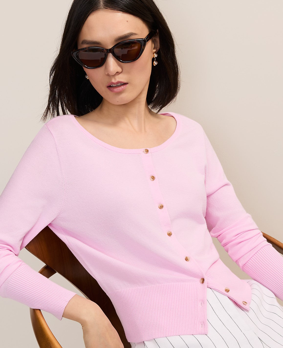 Scoop Neck Cardigan | Vinci Leather