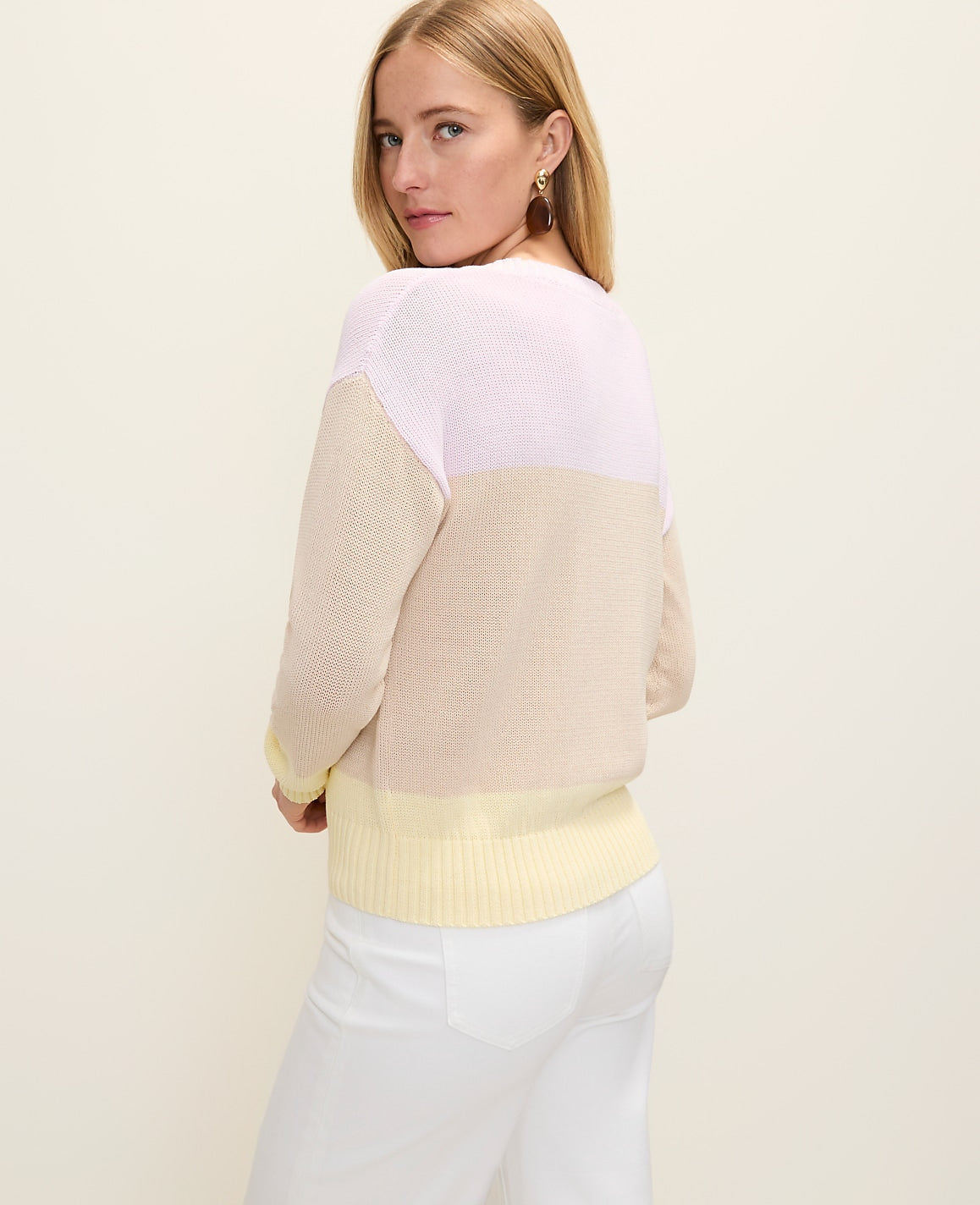 Colorblock Crew Neck Sweater | Vinci Leather
