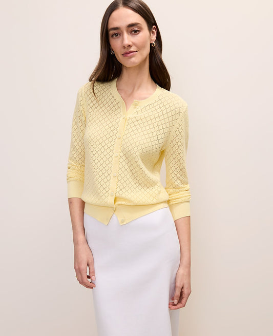 Pointelle Stitch Ann Cardigan | Vinci Leather