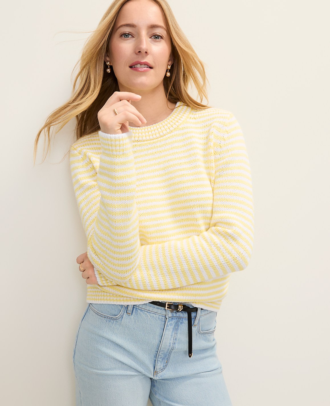 Weekend Striped Crew Neck Sweater | Vinci Leather
