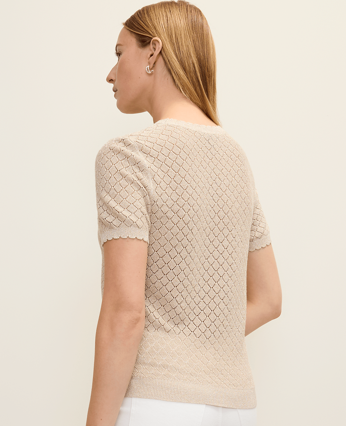 Shimmer Pointelle Modern Sweater Tee | Vinci Leather