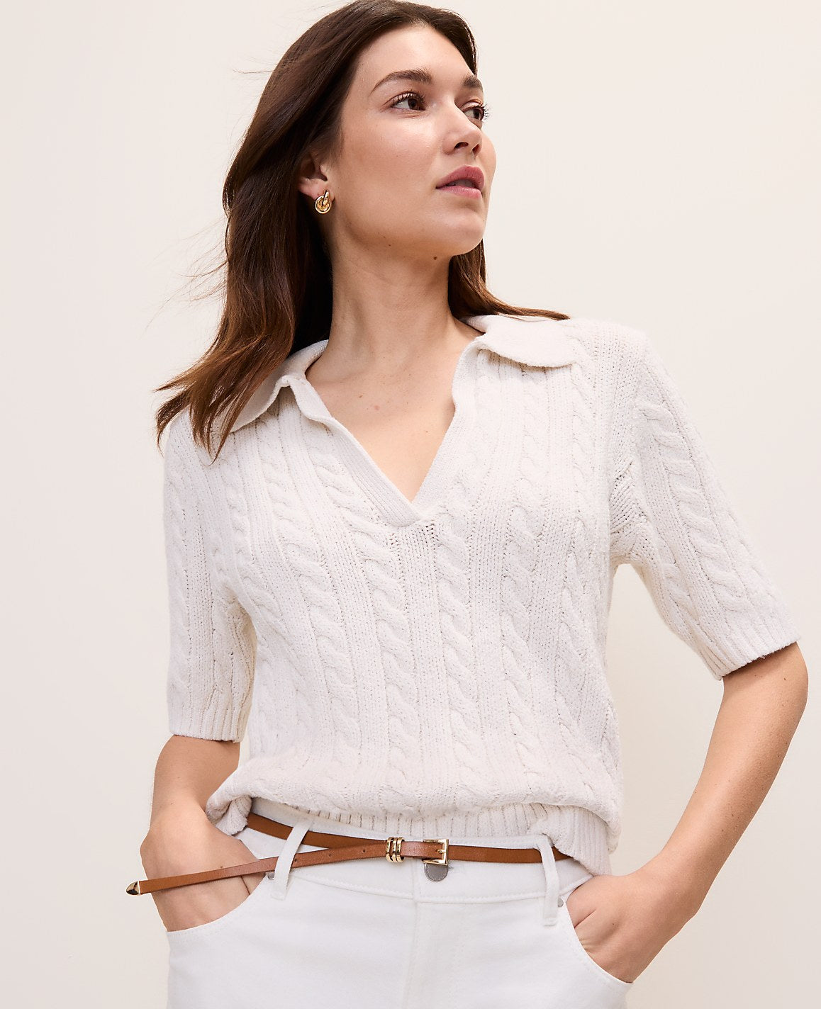 Weekend Cable Polo Sweater | Vinci Leather