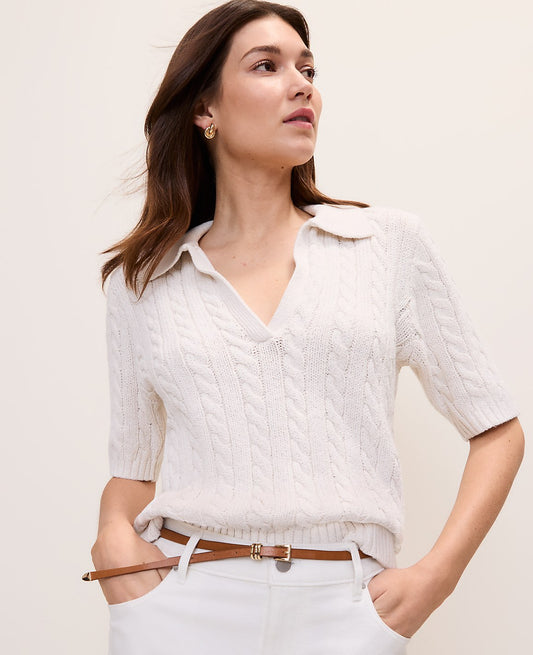 Weekend Cable Polo Sweater | Vinci Leather
