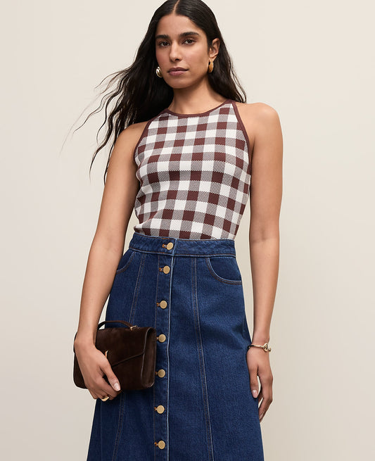 Gingham Halter Shell | Vinci Leather