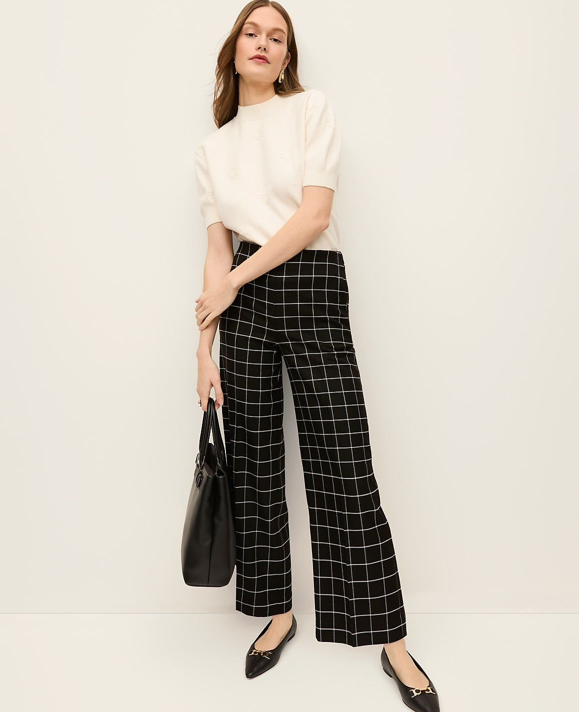 The Grace Straight Pant in Windowpane | Vinci Leather