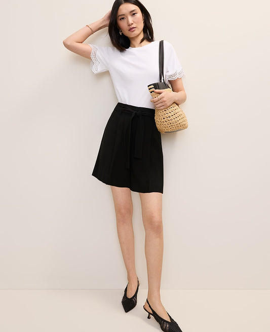 Pleated Paperbag Short | Vinci Leather