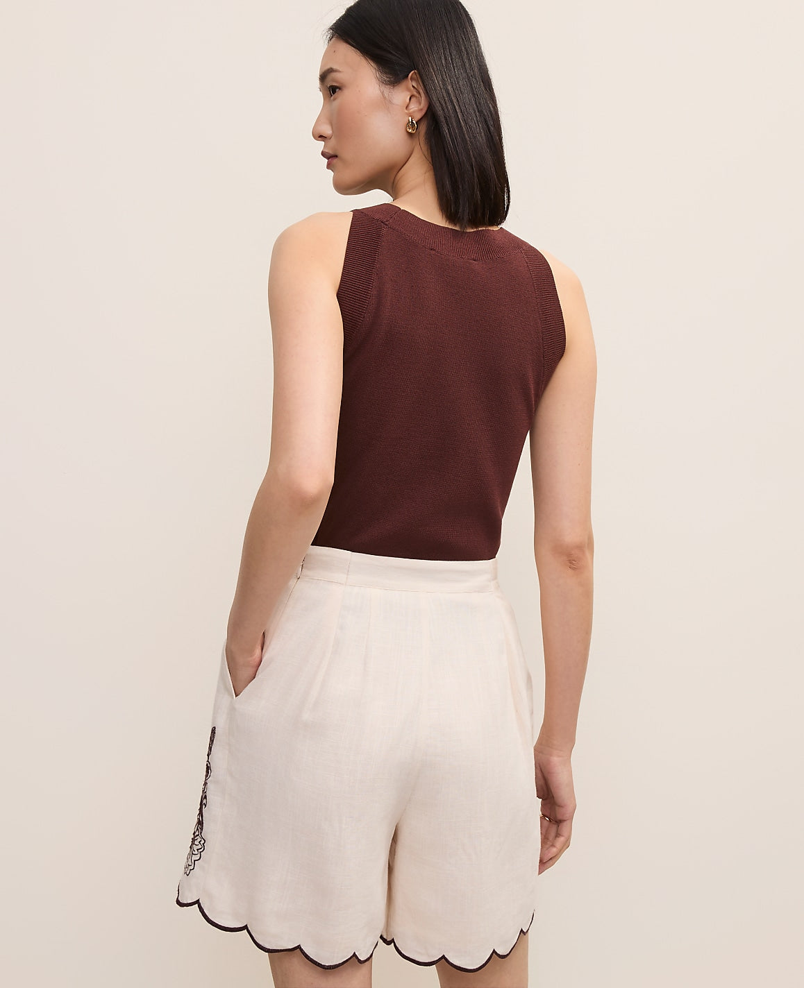 The Embroidered Side Zip Short | Vinci Leather