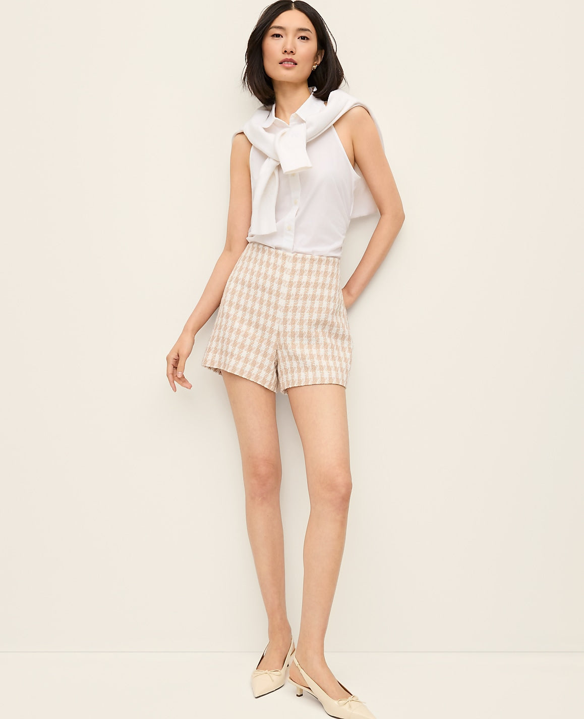 The Side-Zip Short in Houndstooth Tweed | Vinci Leather