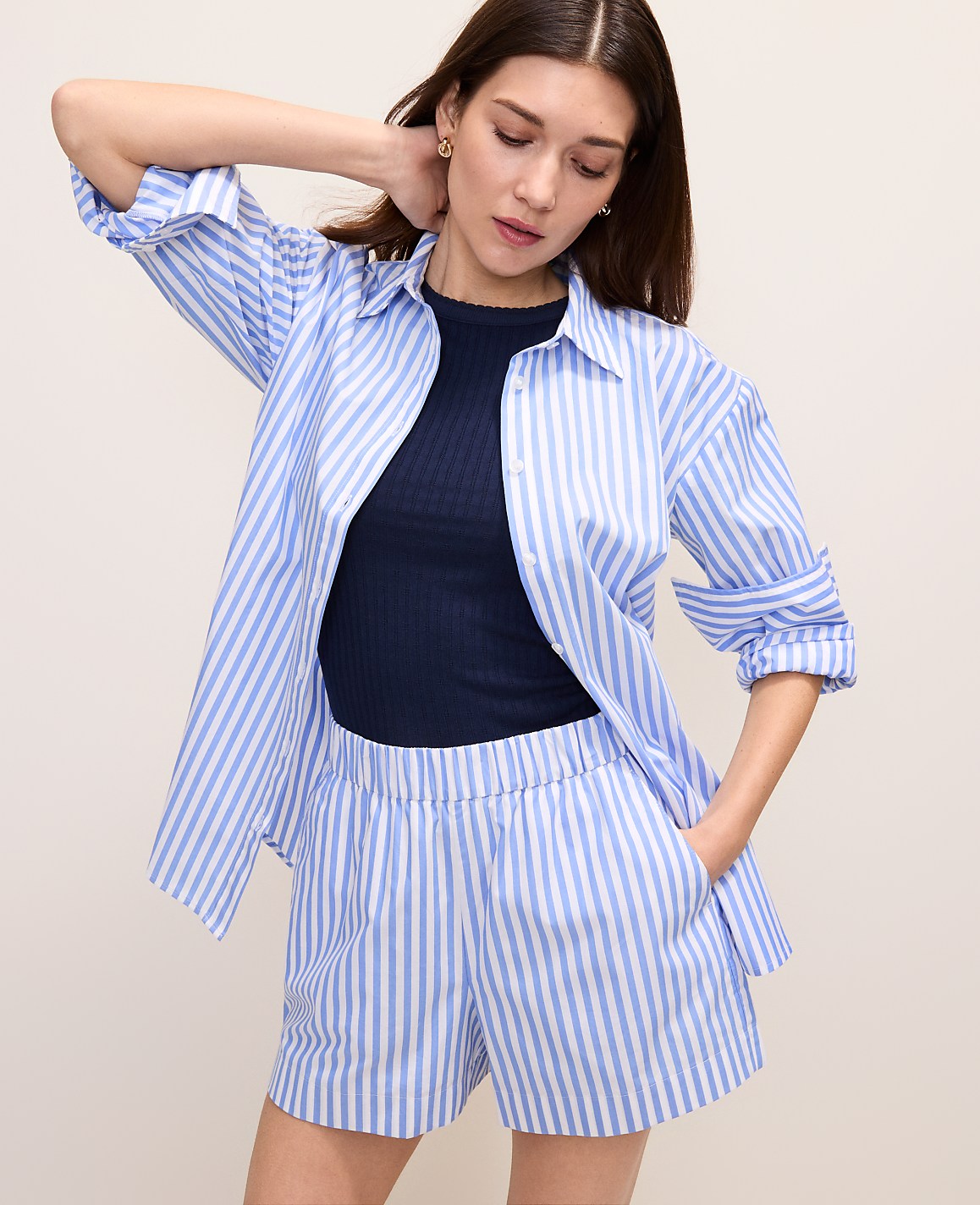 Weekend Relaxed Striped Short | Vinci Leather