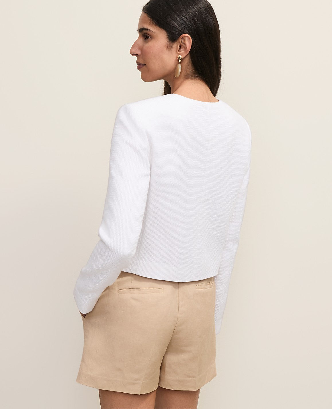 Cropped Crew Neck Jacket | Vinci Leather