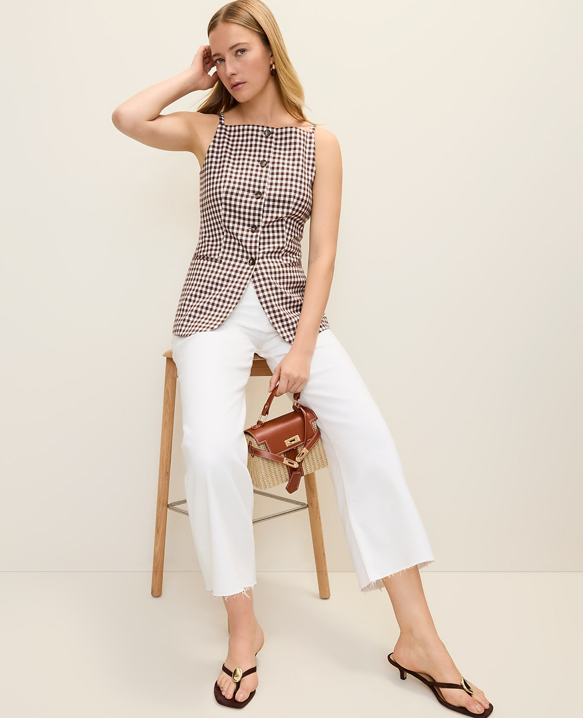 The Strappy Vest in Gingham | Vinci Leather