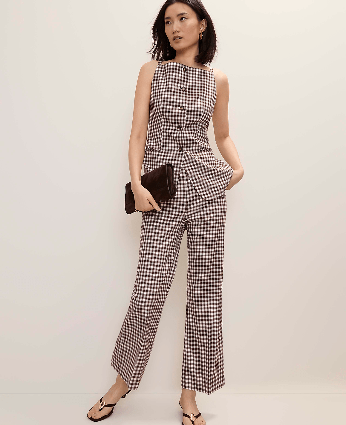 The Strappy Vest in Gingham | Vinci Leather