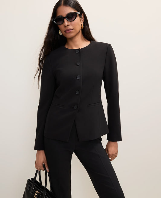 Split Hem Jacket in Fluid Crepe | Vinci Leather