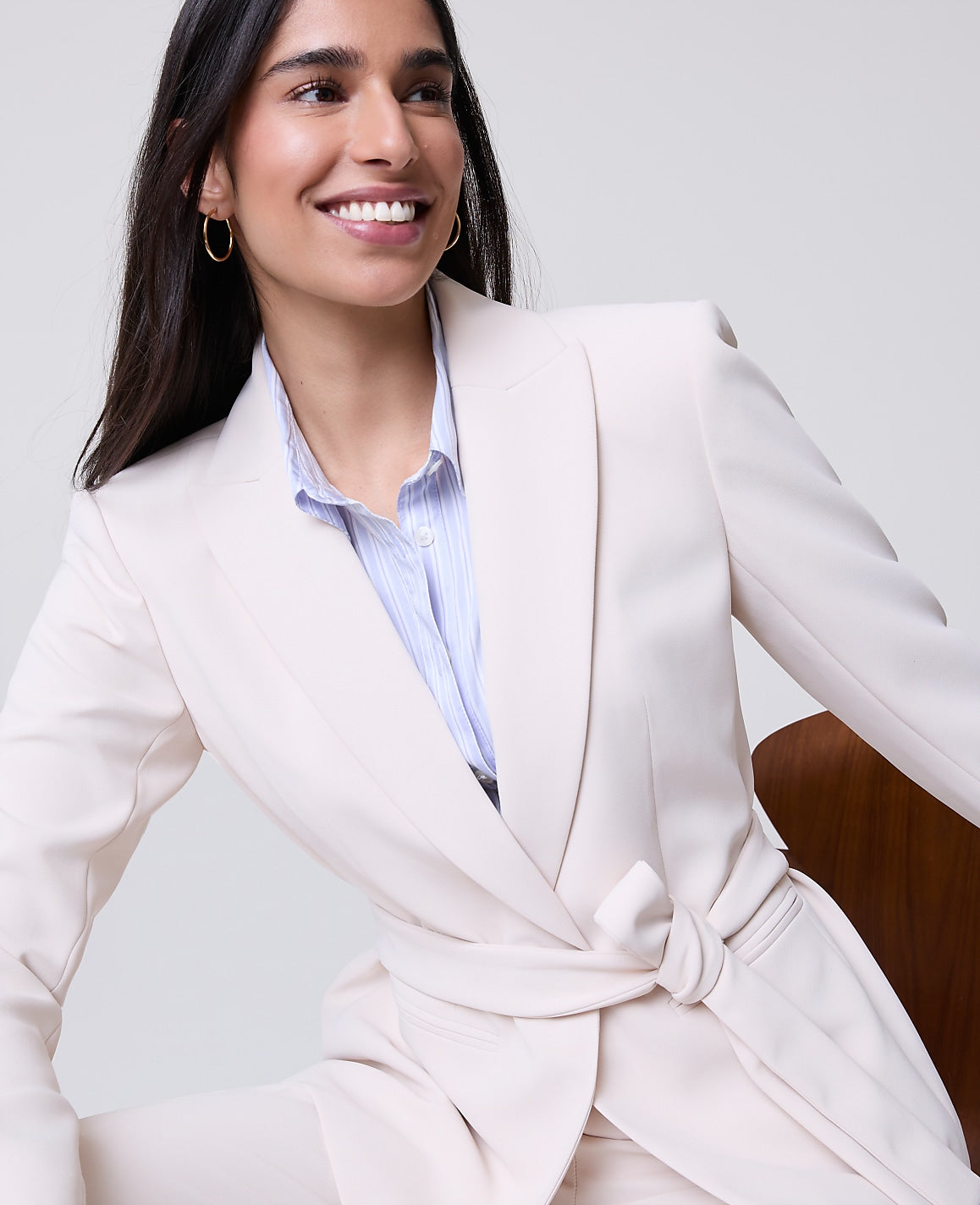 The Belted Blazer in Fluid Crepe | Vinci Leather