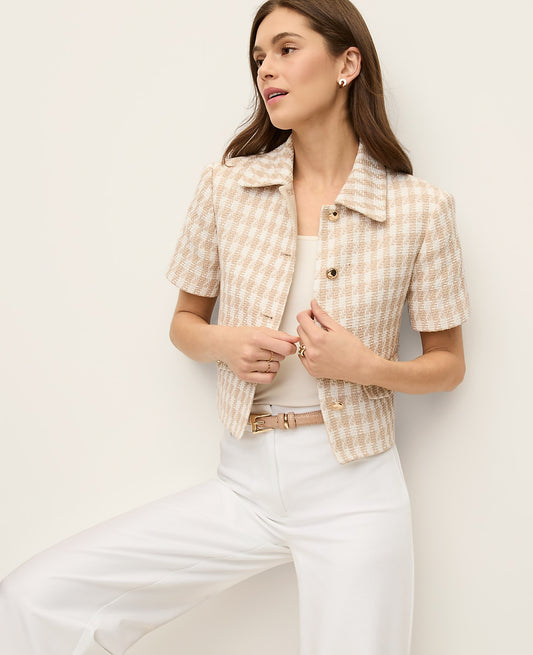 Houndstooth Tweed Jacket | Vinci Leather