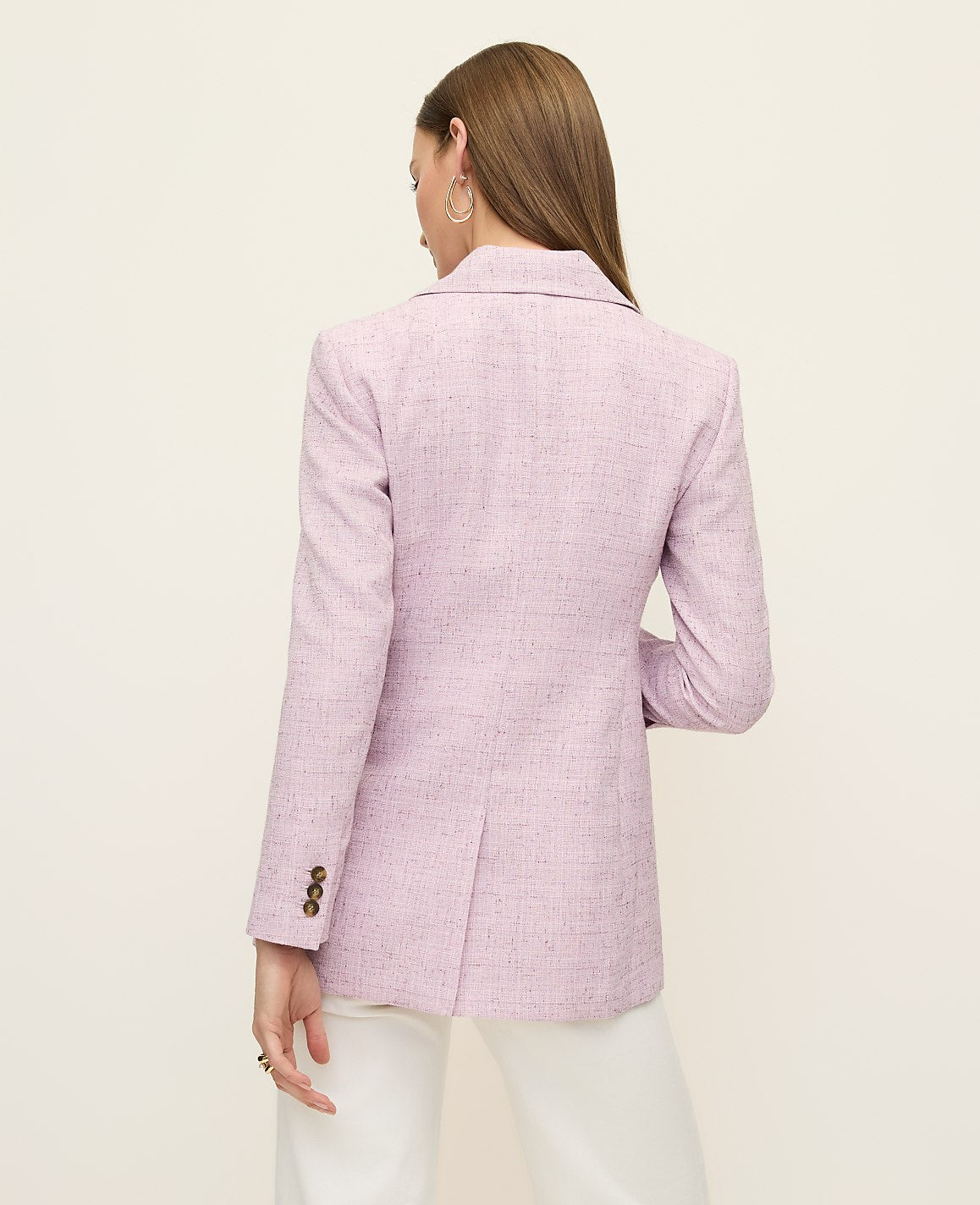 The Long Single Button Blazer in Tweed | Vinci Leather