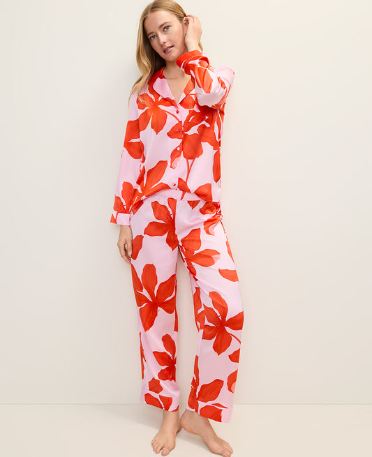 Floral Satin Pajama Set | Vinci Leather
