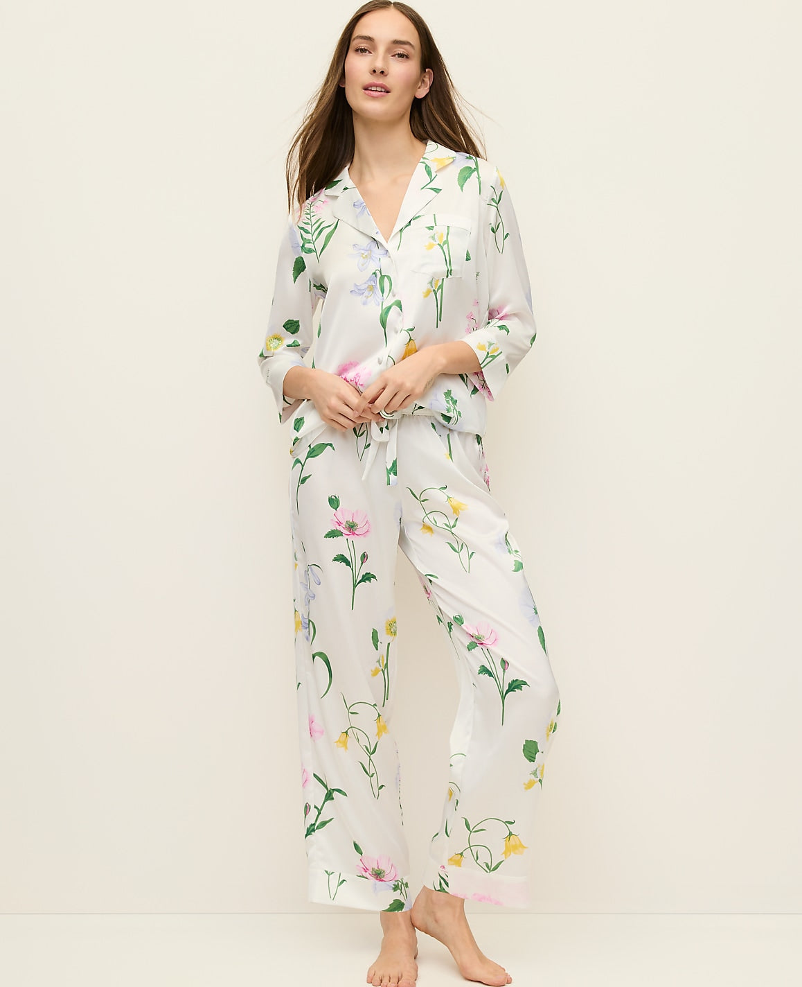 Floral Satin Pajama Set | Vinci Leather